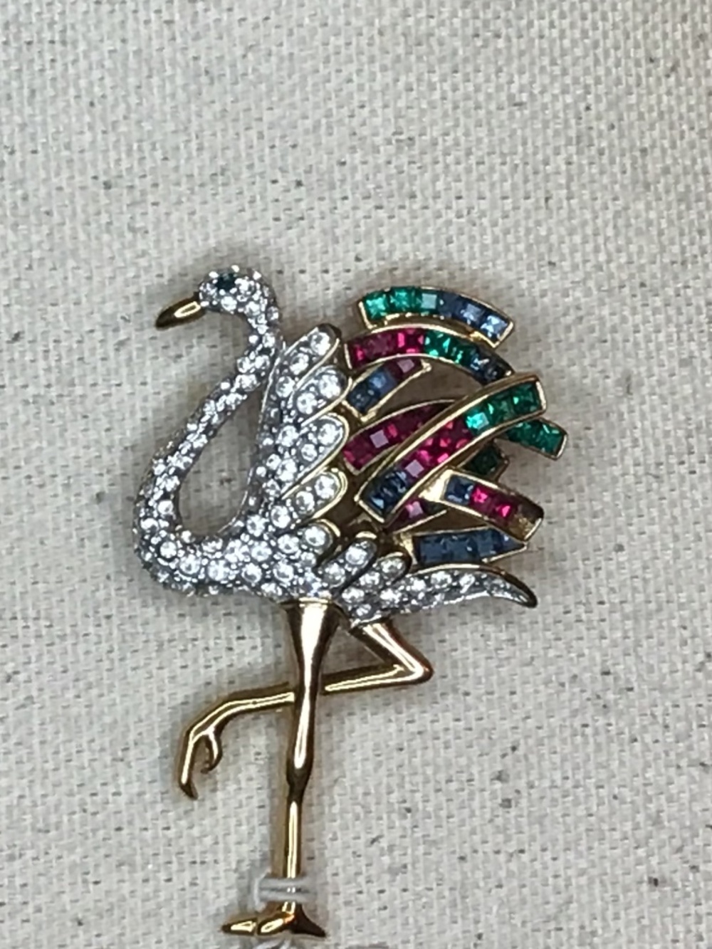 NWT Carolee 80’s Duchess of Windsor Collection Flamingo Brooch Pin Gold Tone.
